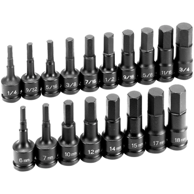 GREY PNEUMATIC TOOLS - 1598HC - 1/2" Drive SAE/Metric Hex Impact Socket Set pa1