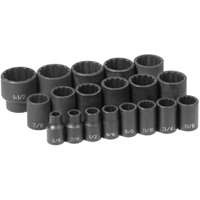 GREY PNEUMATIC TOOLS - 1719 - 1/2" Drive Standard Impact Socket Set pa1