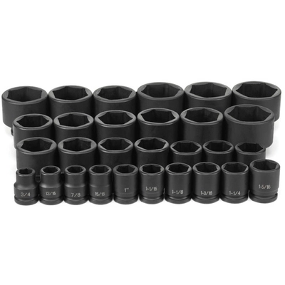 GREY PNEUMATIC TOOLS - 8029 - 3/4" Drive SAE 6-Point Standard Impact Socket Set pa1