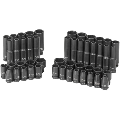 GREY PNEUMATIC TOOLS - 9748 - 1/4" Drive SAE/Metric 6-Point Surface Drive Standard and Deep Impact Socket Set pa1