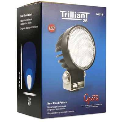 GROTE INDUSTRIES - 64G11-5 - Trilliant™ T26 3.2" 18W Round Black Powder Coated Housing Near Flood Beam LED Light with Pigtail pa2