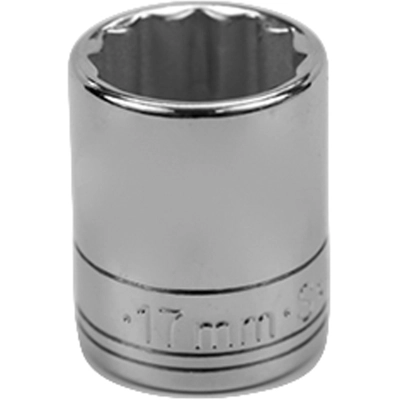 SK TOOLS - SKT-2317 - 17 mm 3/8 Drive 12 Point Metric Standard Chrome Socket pa2