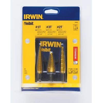 IRWIN - 15502 - Unibit 3-piece TiN Step Drill Bit Set pa1