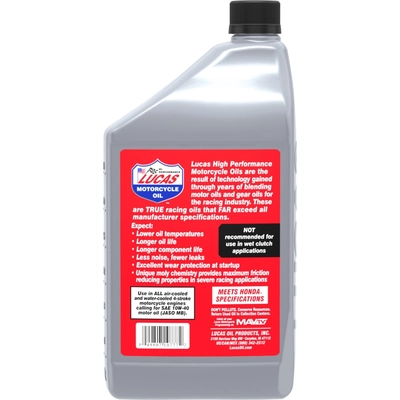 LUCAS OIL - 10793 - Synthetic SAE 10W-40 Motorcycle Oil pa8