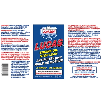 LUCAS OIL PRODUCTS INC. - 20278 - 32 oz Engine Oil Stop Leak pa3