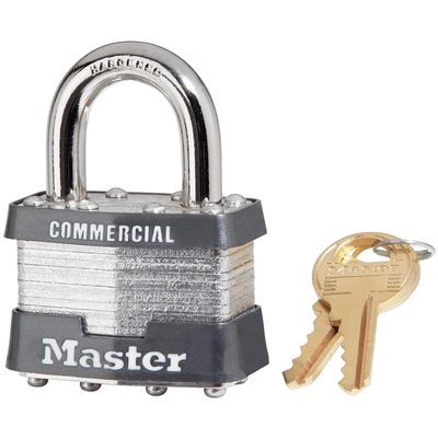MASTER LOCK - 1 - 1-3/4in Wide Laminated Steel Pin Tumbler Padlock pa1