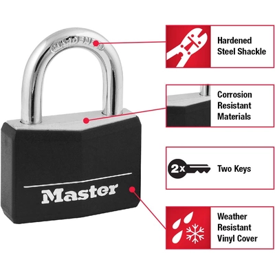 MASTER LOCK - 141D - 1-9/16in Wide Covered Solid Body Padlock pa1