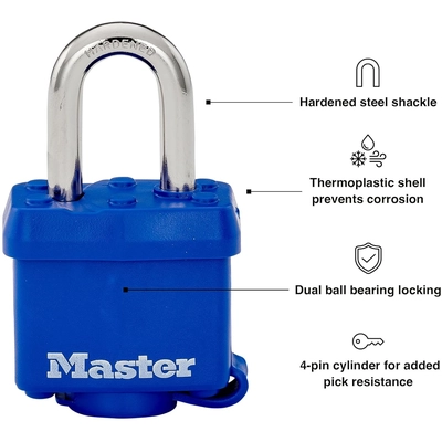 MASTER LOCK - 312D - 1-9/16in Wide Laminated Steel Pin Tumbler Padlock pa1