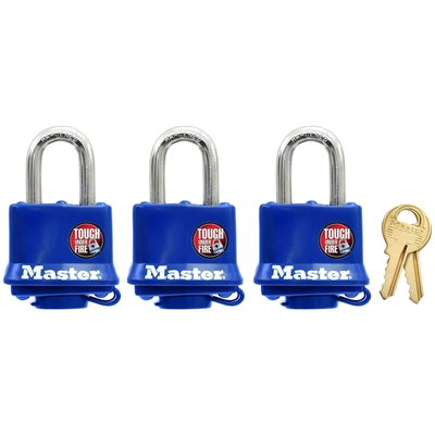 MASTER LOCK - 312TRI - 1-9/16in Wide Laminated Steel Pin Tumbler Padlock pa5
