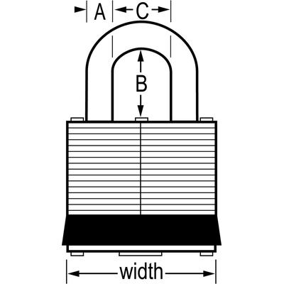 MASTER LOCK - 3T - 1-9/16in Wide Laminated Steel Pin Tumbler Padlock pa1