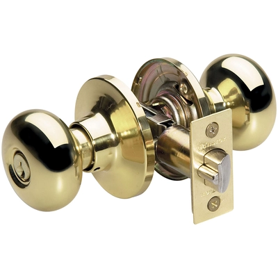 MASTER LOCK - BCO0103 - Biscuit Style Knob Entry Door Lock; Polished Brass pa1