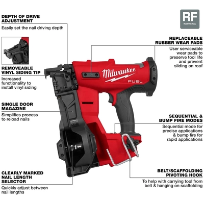 MILWAUKEE - 2909-20 - Coil Roofing Nailer pa2