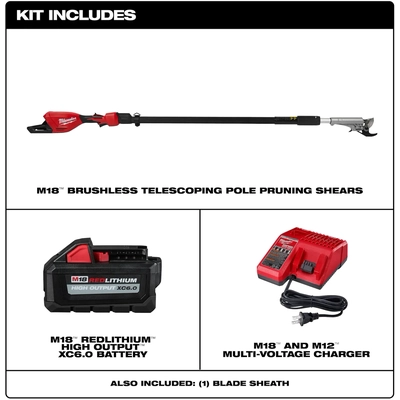 MILWAUKEE - 3008-21 - M18 Brushless Telescoping Pole Pruning Shears Kit pa2