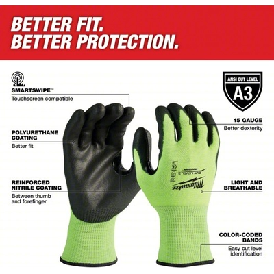 MILWAUKEE - 48738932B - High Visibility Cut-Resistant Gloves (Pack of 12) pa1