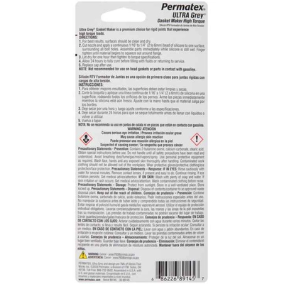 PERMATEX - 59903 - Ultra Grey RTV Silicone Gasket Maker pa2