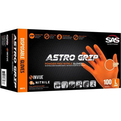 SAS SAFETY CORP. - 66572 - Astro Grip Medium Powder-Free Orange Nitrile Disposable Gloves pa2