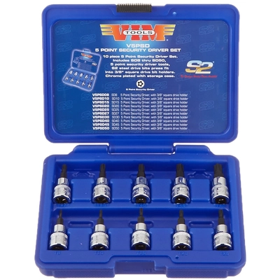 Vim Tools - V5PSD - 10-Piece 3/8" Drive 5-Point Security Driver Set pa2