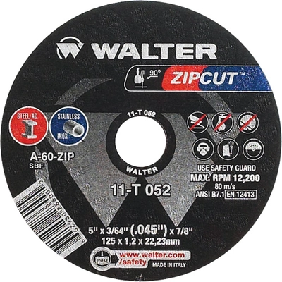WALTER SURFACE TECHNOLOGIES - 11T052 - 5\" x 3/64\" Zipcut Cut-Off Wheel pa1