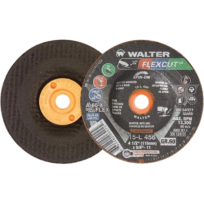 WALTER SURFACE TECHNOLOGIES - 15L456 - 4-1/2x5/8-11 Flexcut Spin-On Grinding Wheels pa1