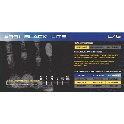 WATSON GLOVES - 391L - Stealth Black Lite Gloves (Pack of 12) pa1