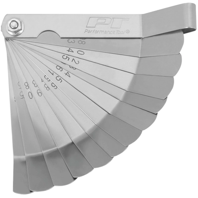 PERFORMANCE TOOL - W130C - SAE and Metric Stainless Steel Angled Tappet Feeler Gauge Set pa1