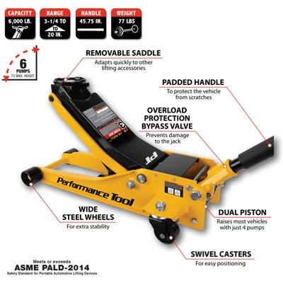 PERFORMANCE TOOL - W1626 - Rapid Lift Floor Jack pa2