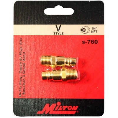 V-Style 1/4" (M) NPT High Flow Quick Coupler Plug, 10 Pieces by MILTON INDUSTRIES INC - 760 pa1