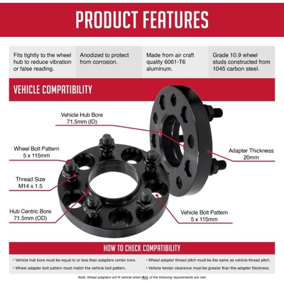 Wheel Adapter (Pack of 2) by COYOTE WHEEL ACCESSORIES - 51155115HAA pa2
