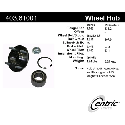 Ensemble de réparation de moyeu de roue par CENTRIC PARTS - 403.61001 pa1