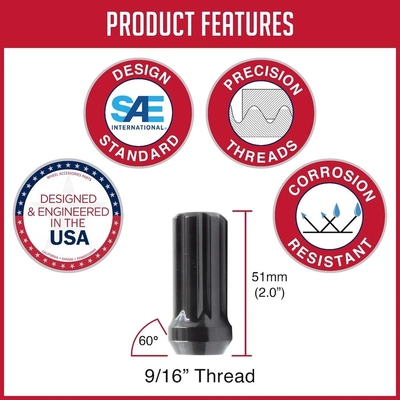 COYOTE WHEEL ACCESSORIES - 331167BLK - Lug nuts pa2