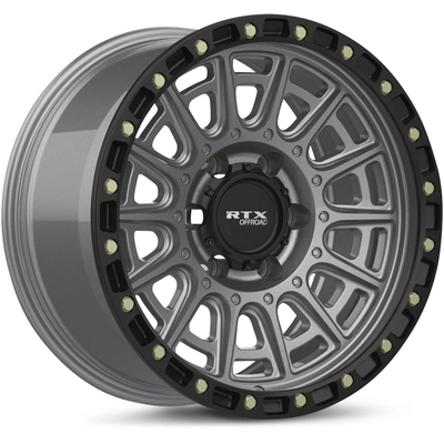 Striker Matte Gunmetal with Black Lip and Milled Rivets Wheel by RTX (17x8.5 10mm) pa1