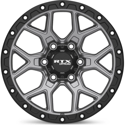 Storm Matte Gunmetal with Black Lip and Milled Rivets Wheel by RTX (17x8.5 20mm) pa2