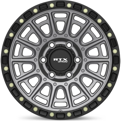 Striker Matte Gunmetal with Black Lip and Milled Rivets Wheel by RTX (20x9 10mm) pa2