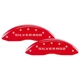 Purchase Top-Quality MGP CALIPER COVERS - 14252SSILRD - Gloss Red Caliper Covers with Silverado Engraving pa1