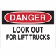 Purchase Top-Quality BRADY - 23002 - Danger Look Out For Lift Trucks Sign pa1