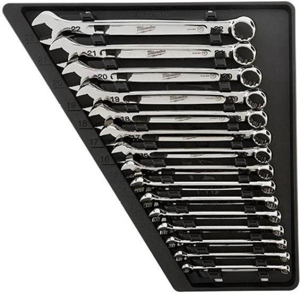 15-piece 8 to 22 mm 12-Point Straight Head Full Polished Combination Wrench Set by MILWAUKEE - 48-22-9515 pa7