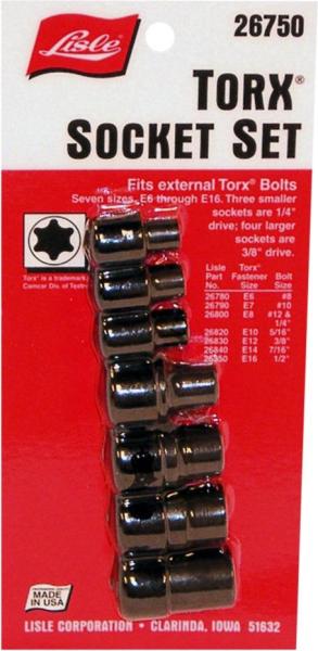 Mixed Drive Size External Torx Alloy Steel Socket Set, 7 Pieces by LISLE - 26750 pa1