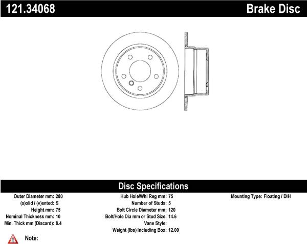 Rear Disc Brake Rotor