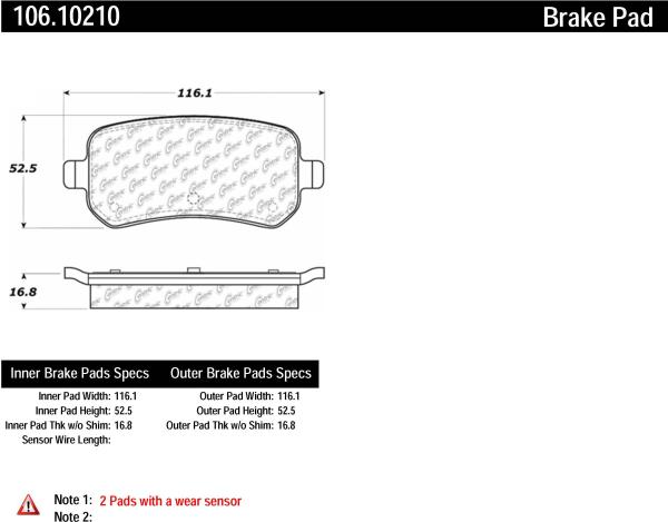 Centric Parts 106.10210 Rear Brake Pad