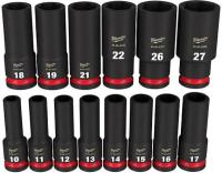 Purchase Top-Quality 1/2" Drive Metric 6-Point Deep Impact Socket Set (14 Pieces) by MILWAUKEE - 49-66-7014 pa1