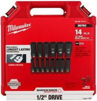 Purchase Top-Quality 1/2" Drive Metric 6-Point Deep Impact Socket Set (14 Pieces) by MILWAUKEE - 49-66-7014 pa2