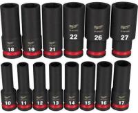 Purchase Top-Quality 1/2" Drive Metric 6-Point Deep Impact Socket Set (14 Pieces) by MILWAUKEE - 49-66-7014 pa4