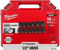 Purchase Top-Quality 1/2" Drive Metric 6-Point Standard Impact Socket Set (14 Pieces) by MILWAUKEE - 49-66-7013 pa4
